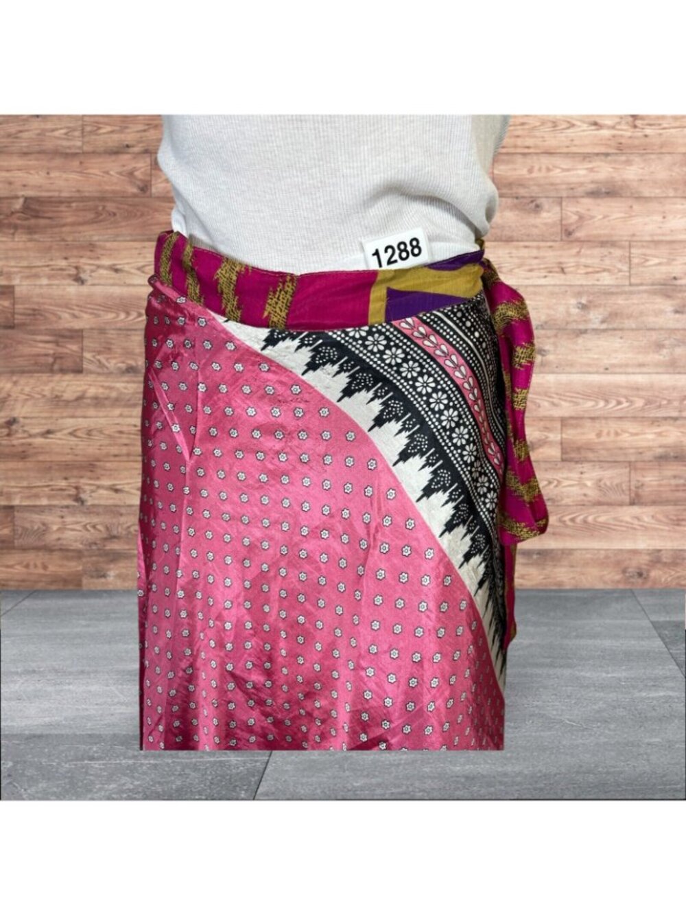 Boho Wrap Skirt Double Layer Sari Multi Wear 36 Travel Resort Festival Hippie - Picture 4 of 5